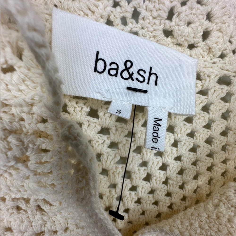 Ba&Sh Pino Off White Crochet Neutral Cotton Knit Sweater Size Small - Picture 10 of 17